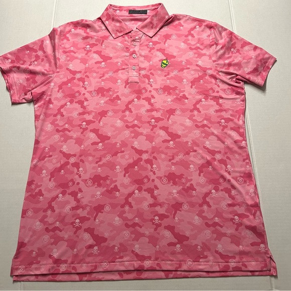G/Fore Icon Camo Printed Men's Short Sleeve Golf Polo Shirt Pink Size XL Swag - Picture 1 of 8